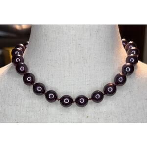 Vintage Carolee Burgundy Knotted Simulated Pearl Choker